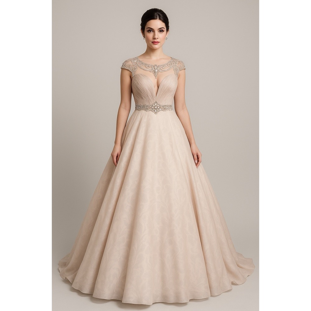 VC by Viola Chan Size 12 Embellished Ball Gown Beaded Illusion Bodice Blush ❤️👸